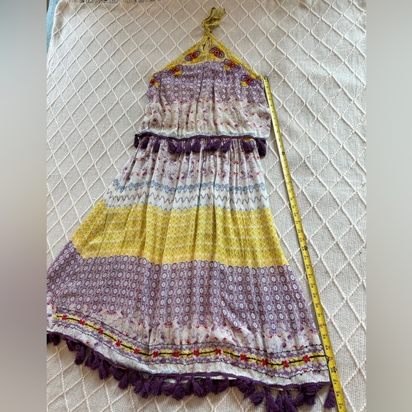 RAGA Women’s Tropic Bird Halter Dress. Purple, yellow. Size LARGE - Picture 9 of 9